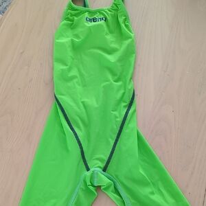 Arena Women's Powerskin ST Next Open Back Tech Suit Swimsuit Size 26 Bright Gree